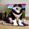Adorable Husky Print Blanket Bedroom Blanket for Livingroom Couch Lunch Break Soft Throw for Friend's Festival Gift