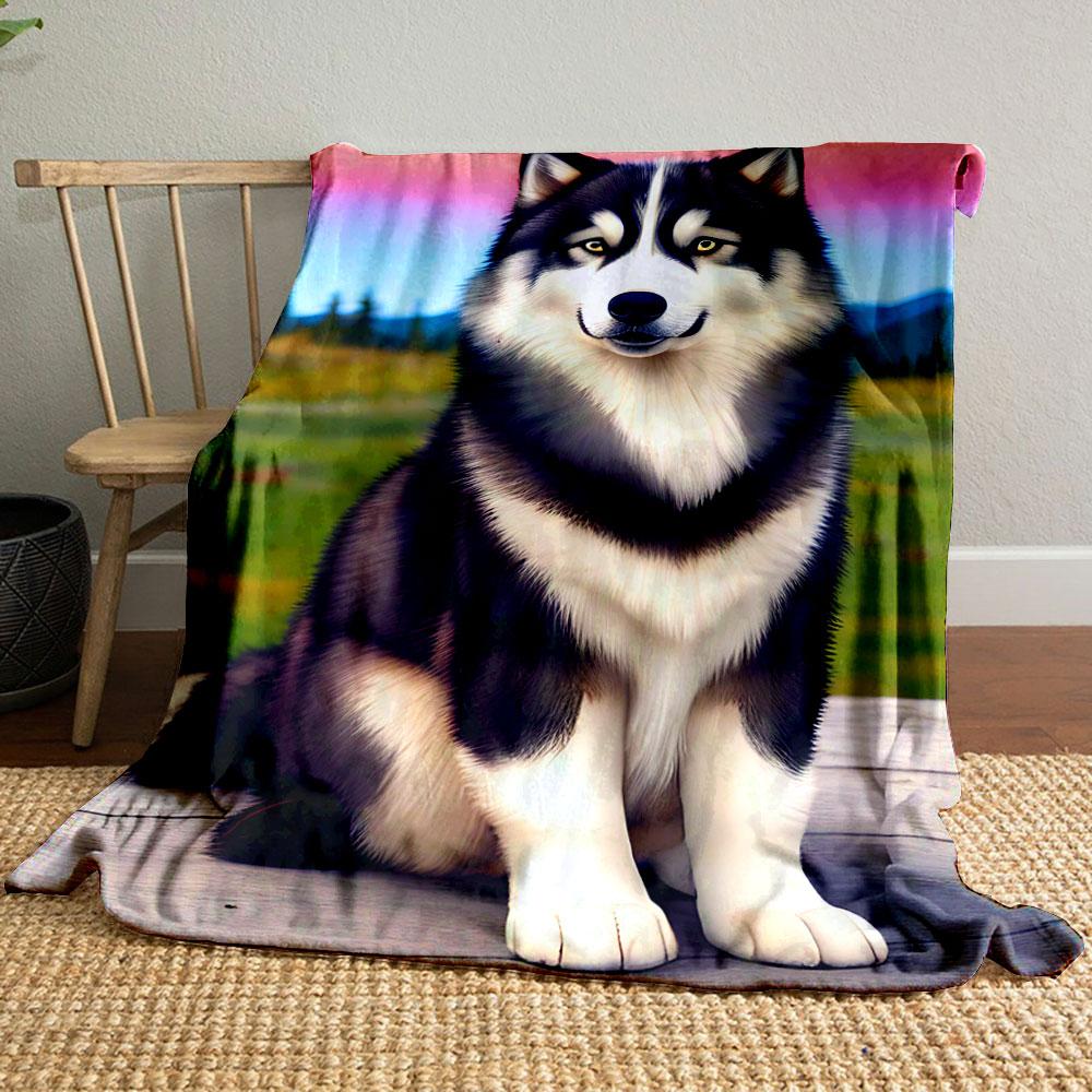 

Adorable Husky Print Blanket bedroom Blanket for Livingroom Couch lunch break Soft throw for Friend s festival Gift 80cm x 120cm