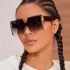 Fashion Gradient Square Rimless Sunglasses for Women Men Designer Trendy Blue Lens Oversize Sun Glasses UV  S61G