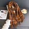 Classic British Checkered Scarf Winter Warm Shawl Women's Luxury Pashmina Wraps Bufanda With Tassel Scarves Casual Blanket