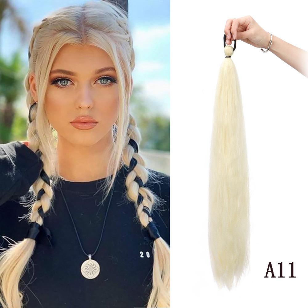 

Braid Ponytail Extension with Elastic Tie Straight Wrap Around Braid Hair Extensions Ponytail Synthetic Hairpiece Blue gradient 26 Inch