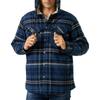 Men's Quilted Lined Button Down Plaid Shirt Add Velvet To Keep Warm Jacket With Hood