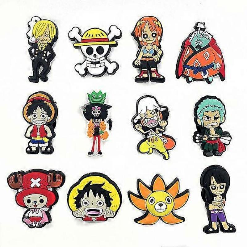 12 ks Kreslené ozdoby na boty One Piece Kompatibilní s DIY Croc dřeváky Sandály Doplňky