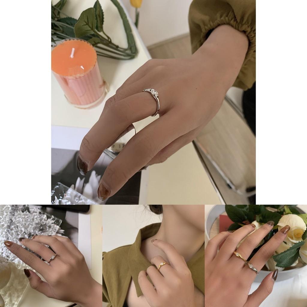 Unique S925 Sterling Silver Geometric Open Adjustable Ring With Dazzling Diamonds For Women