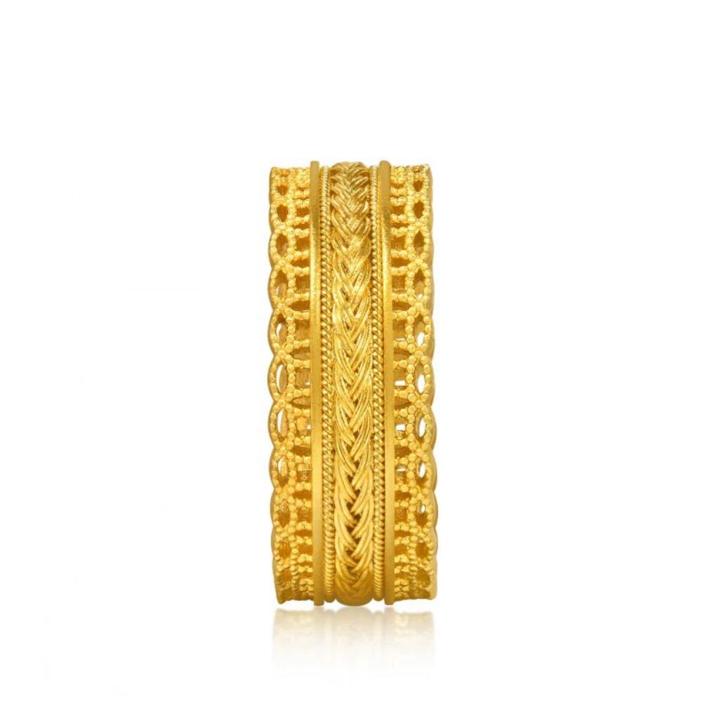 Open Ring Vintage Gold Hollow Lace Edge Wheat Design Women Finger Ring Oriental Classic Style Jewelry