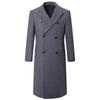 Outono e inverno espessado acolchoado extra longo joelho casaco de lã masculino trespassado fino trench coat