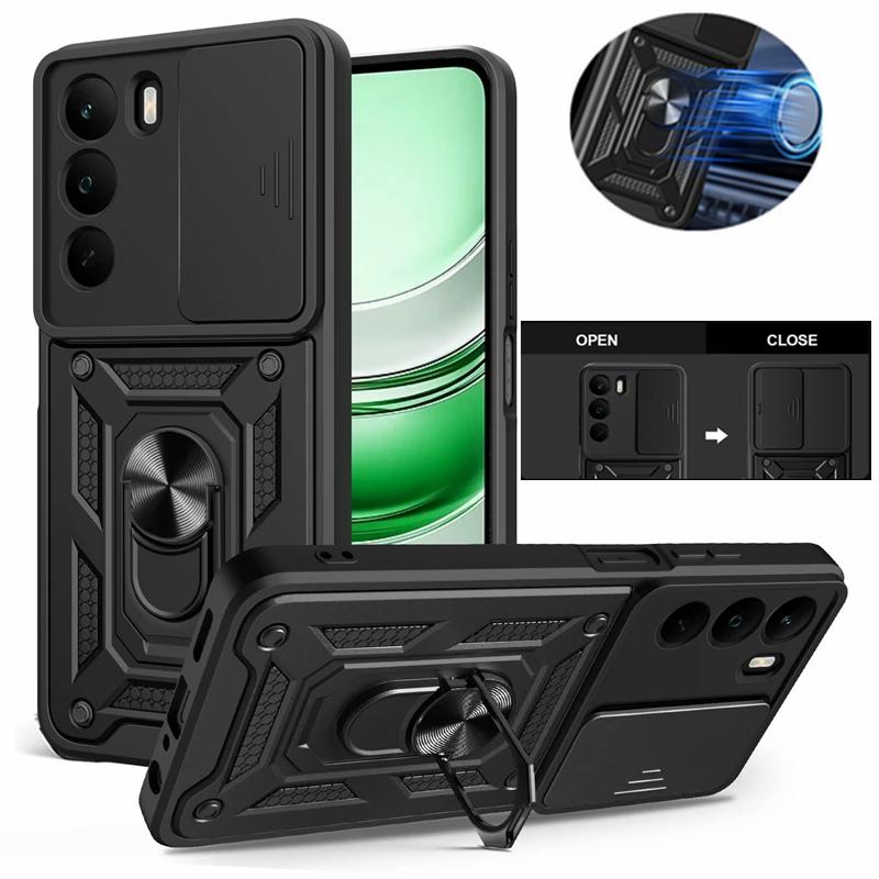 For Realme C71 4G Case Slide Camera Protect Armor Phone Case For OPPO Realme C71 C 71 RealmeC71 Magnet Holder Ring Cover