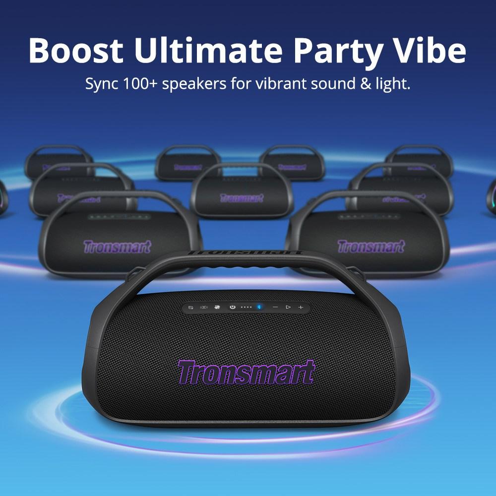 Přenosný Bluetooth reproduktor Tronsmart Bang 2 90W, vodotěsný IPX6, 26 hodin přehrávání, ovládání pomocí aplikace se světelnou show LED, párování TWS, pro venkovní párty