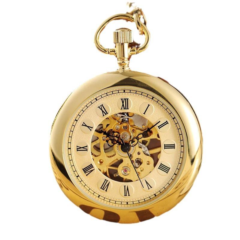 Automatische mechanische Taschenuhr mit runder Schlangenkette und römischer Schrift innen und außen