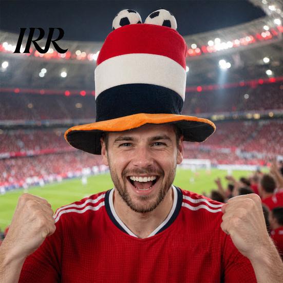 Breathable Football Headwear Soft Soccer Ball Plush Hat, Striped Sports Theme Party Top Fan Hat Game Cheerleading for Bars, Photo Booth Props, Themed