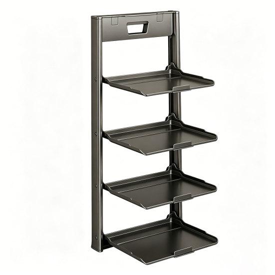 Kitchen Storage Rack Wall Mounted with Suction Cup Organizer Foldable Serving Platter Countertop Shelf for Bowls Plates