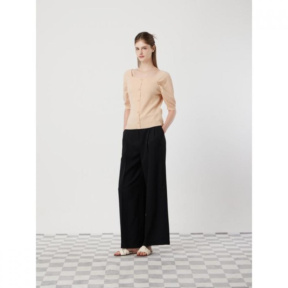 Cc Collect Linen Blend Back Banding Tuck Wide Pants C252msa043