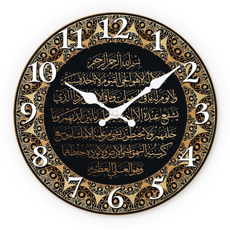 1PC 12-inch retro religious scripture wooden wall clock MDF mute decorative clock