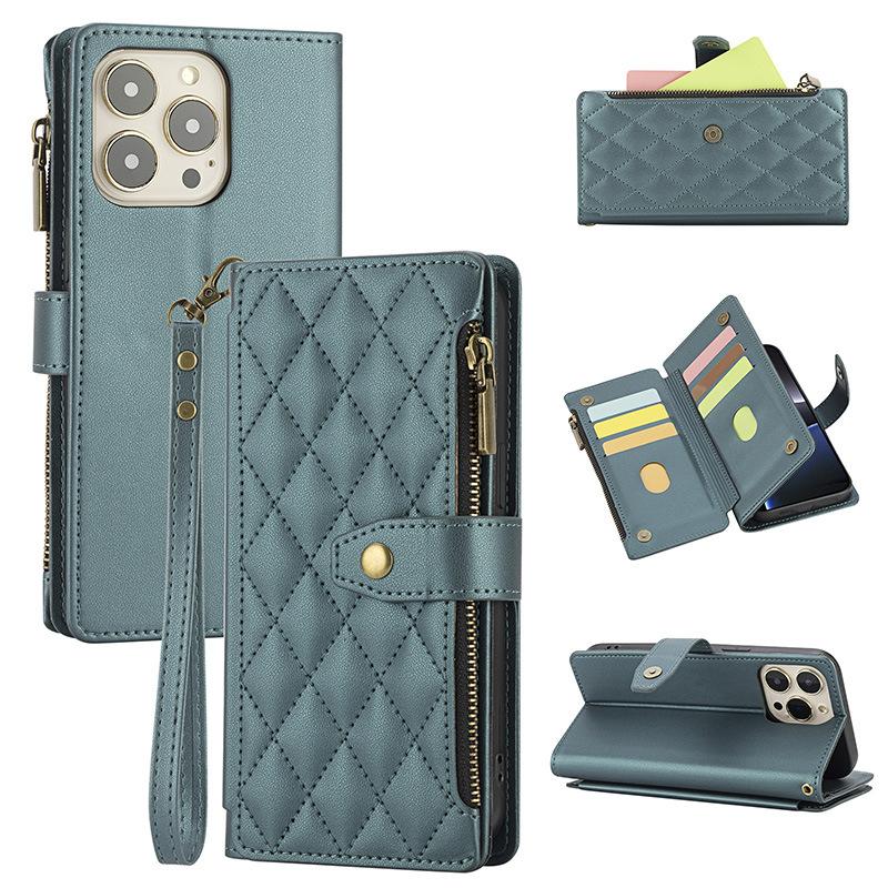 Fashion Retro Mobile Phone Protective Case Is Suitable for Apple 17promax Embroidered Zipper Card Slot Mobile Phone Case.