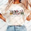 Christmas    Family Mickey Mouse Print Cotton Tshirt For Women Summer Short Sleeve Oneck Tees Casual Oversized Couple Tops