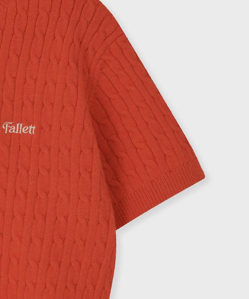 FALLETT Cable Short Sleeve Knit Red