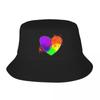 Neuer scharlachroter Regenbogenherz-Eimerhut Panama für Unisex-Damen Bob-Hüte Herbst Fischer Unisex Sommer Strandfischerei Unisex-Kappen