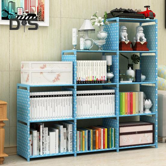 Storage Rack Easy Assembly Metal Tubes Non-Woven Fabric Dustproof Waterproof Large Capacity Book Organizer