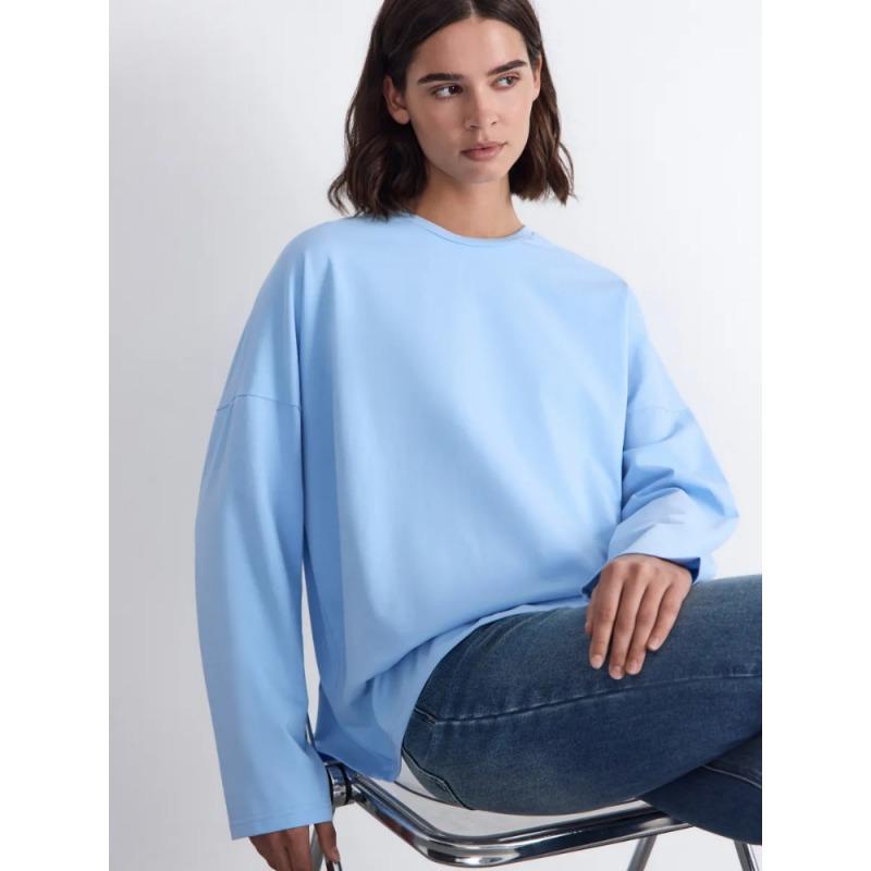 Women's Stylish Boxy Long Sleeve T-Shirt, Soft Premium Fabric, Minimalist Comfortable Cotton Blend, Ideal for Daily Outfits