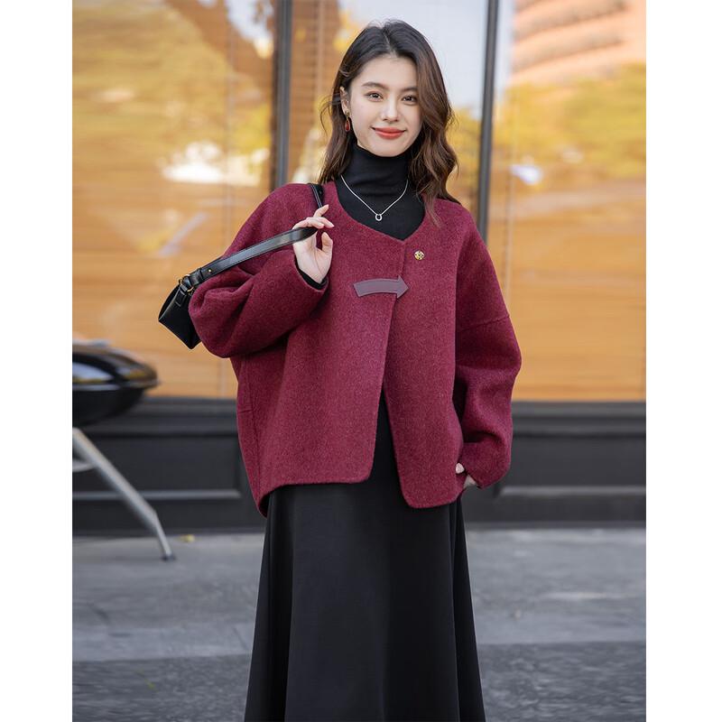 Mocana French Hepburn Style Double-Faced Wool Short Coat