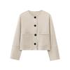 Fashion Style 2024 Autumn New Women's Clothing All-Matching Suede Texture round Neck Long Sleeves Jacket Outwear 6318233