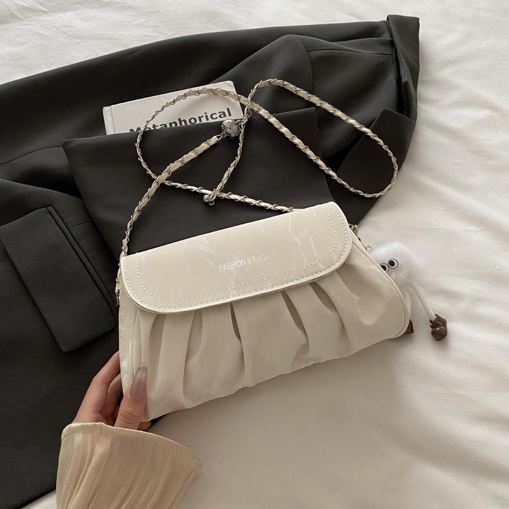High-end Niche Bag Women's 2025 New Fashion Chain Shoulder Messenger Bag Popular Women's Pleated Small Square Bag