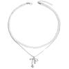 Stacked Pearl Necklace Retro Necklace Light Luxury High Sense Bow Collarbone Chain Women
