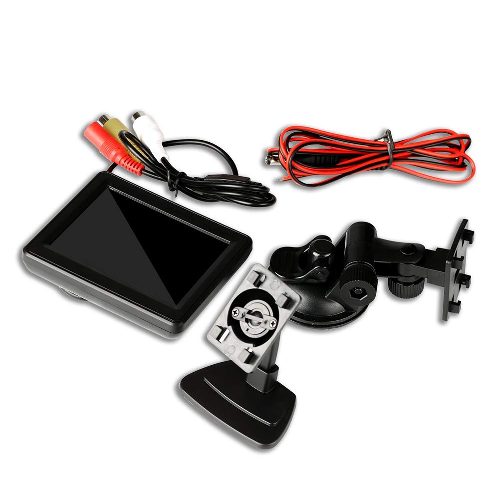 Antion 3.5 Inch Monitor, Small On-Dash Monitor, 2 LCD Video Inputs, Back-Linked, For Security