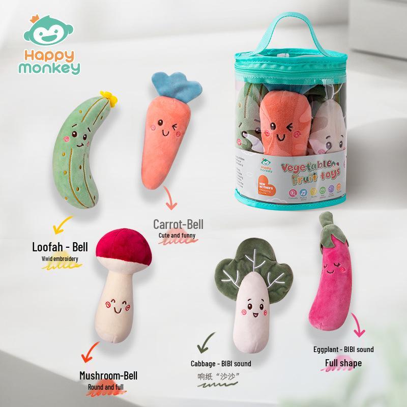 Cartoon Gemüse & Obst Rasselspielzeug für Babys 0-6 Monate