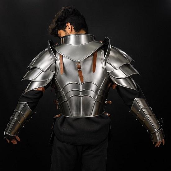 Cosplay 18GA Steel Half Body Armor Set  Medieval Cuirass, Pauldrons Gauntlets  LARP, Combat And Reenactment Ready
