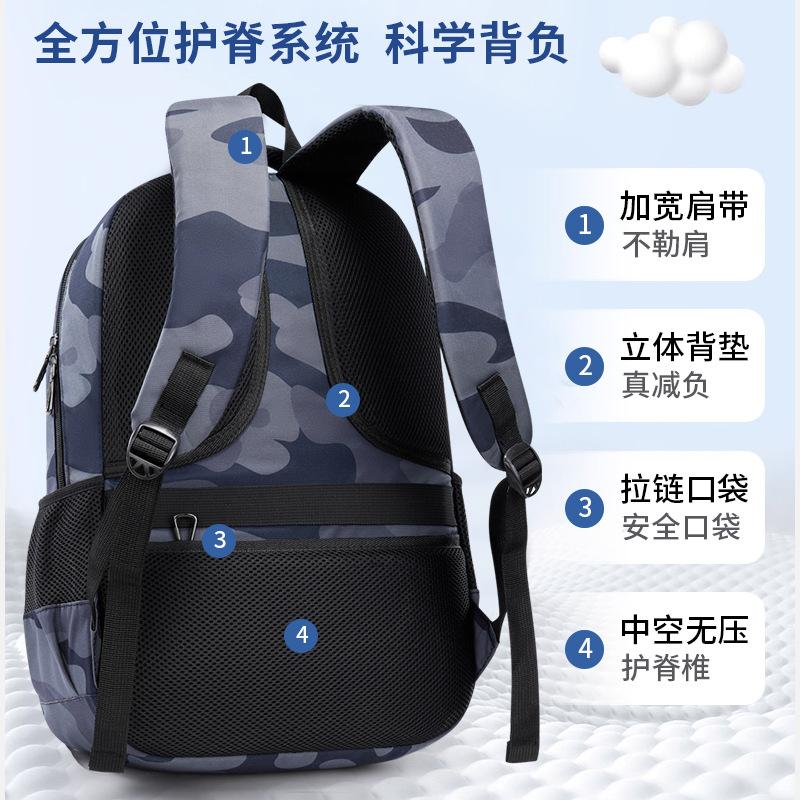 Camouflage Blue Backpack - Lightweight Water-Resistant Daypack for Teen Boys, Large Capacity School Bag for Outdoor Study