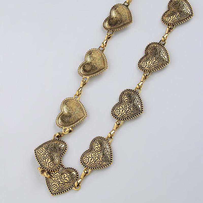 Waist Metal Classic Chain For Women With Heart Pendant And Floral Design For Fashion Accessory