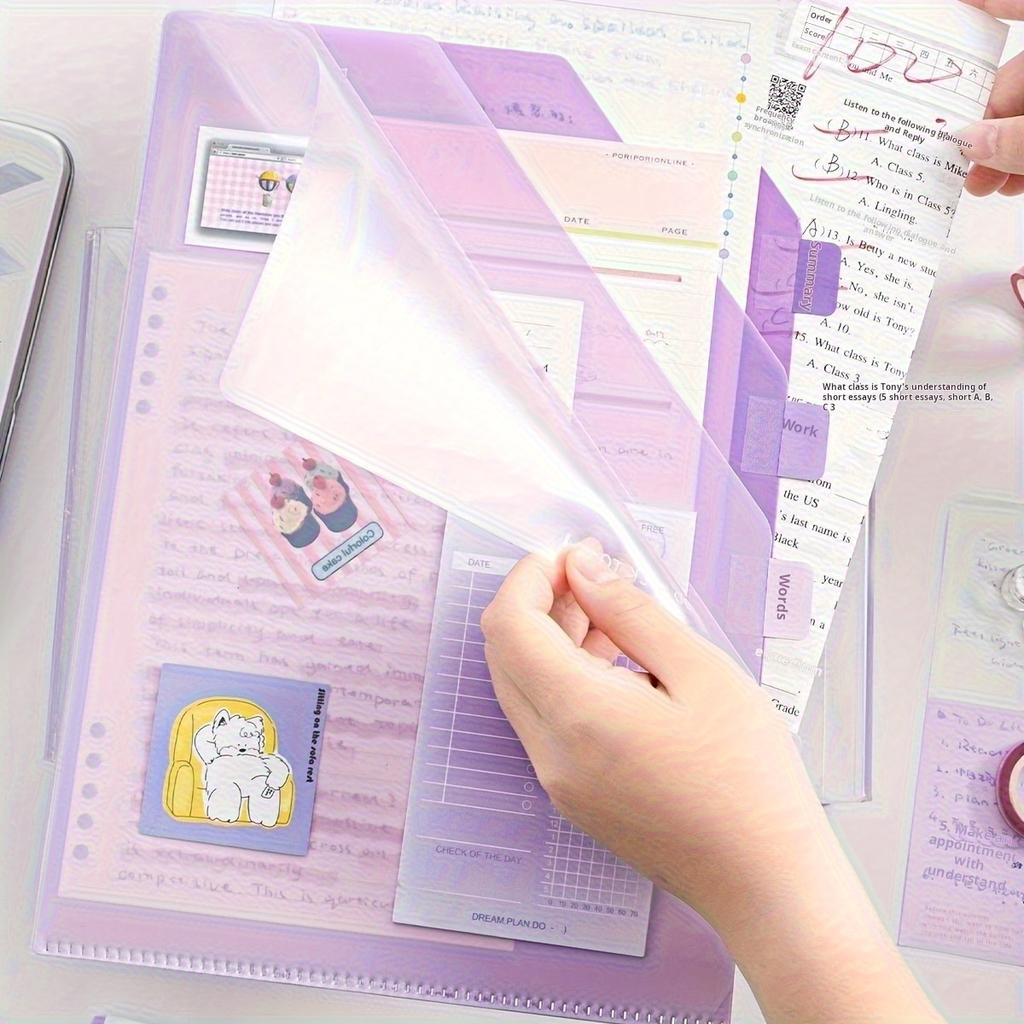 Gradient Multi-Layer Folder A4 Subject Classification Test Paper Folder Transparent L-Shaped Folder 6-Layer Classification File