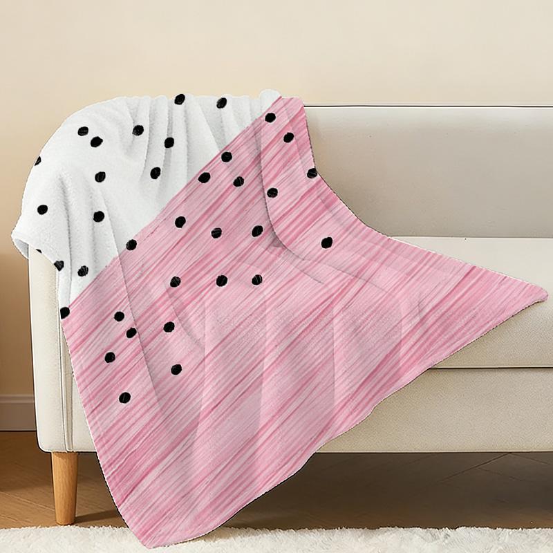 Soft Plush Flannel Fleece Blanket Machine Washable Polka Dot Throw, Cozy Warm for Home Office, Perfect Valentine's Day Gift