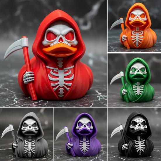 Scythe Skeleton Duck Figurine Resin Gothic Duck Ornament Skeleton Duck Collectible Statue for Halloween Decor Home Office Desk