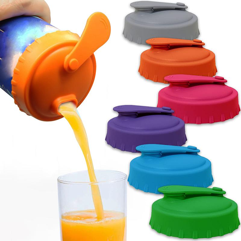 6Pcs Leakproof Soft Silicone Can Lid Beer Bottle Cap Soda Cola Cover Reusable Seal Cap