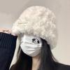 Wool Hat for Autumn and Winter Women's Versatile Knitted Bag Headset Showing Face Small Warm White Plush Cold Hat Big Head Circumference