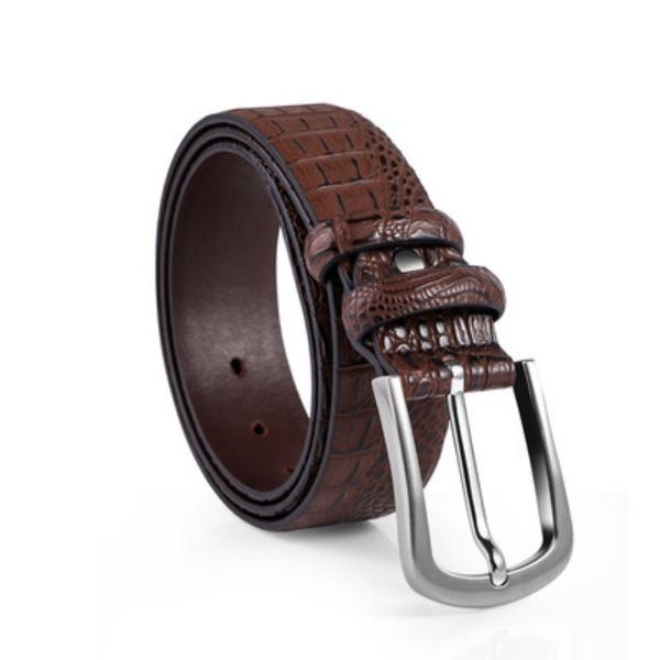 Belt Men'S Whole Cowhide Cut Crocodile Pattern Men'S Belt Pin Buckle Business Light Luxury Men'S Belt