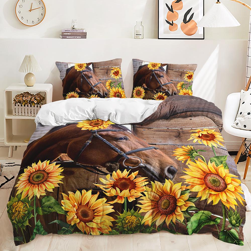 Animal Bedding, Plant Flowers, Bedroom Duvet Covers and Pillowcases, 2/3pc Single Bed, 3D Printed Duvet Cover Set, Gift