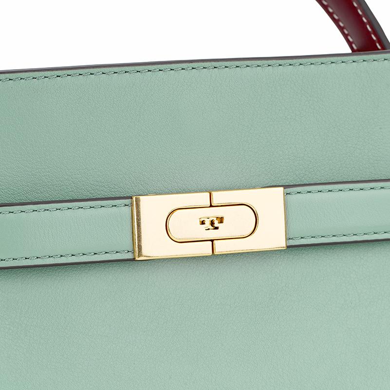 Tory Burch Lee Radziwill Double Layer Leather Tote Mini Women handbags Light-Blue 84567-331