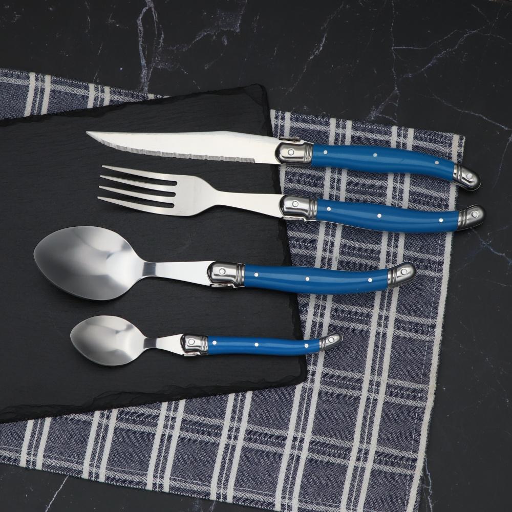 

Jaswehome 4 шт. Набор столовых приборов из нержавеющей стали Laguiole, ножи, вилки, ложки, стальная утварь, столовая посуда, набор столовых приборов синий