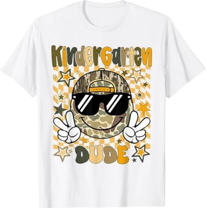 Kindergarten Camo Camouflage Smile Face Back To School T-Shirt S