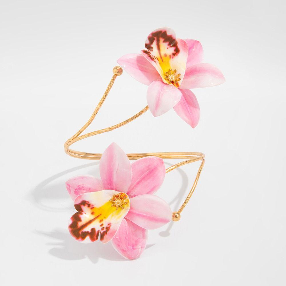 Egg Flower Open Arm Bangle Adjustable Armband Fashion Flower Arm Chain  Party