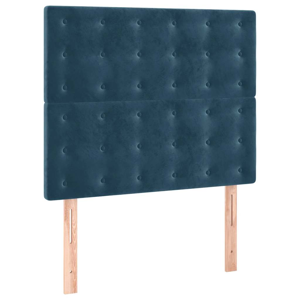 Box Spring Bed with Mattress Dark Blue 100 x 200 cm Velvet