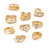 3pcs/Set Elegant 18K Gold Color Adjustable Size Threaded Ring Accessory Stylish Finger Accessories for Fashionistas