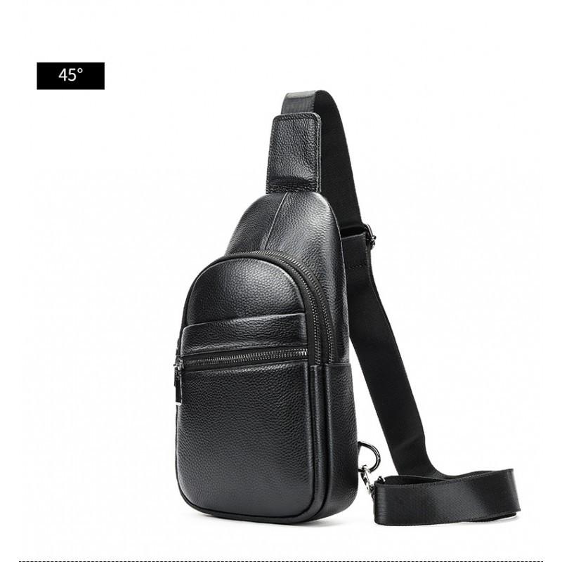 Men's Bag Chest Leather Trendy Shoulder Top Layer Cowhide Crossbody Soft Backpack Casual