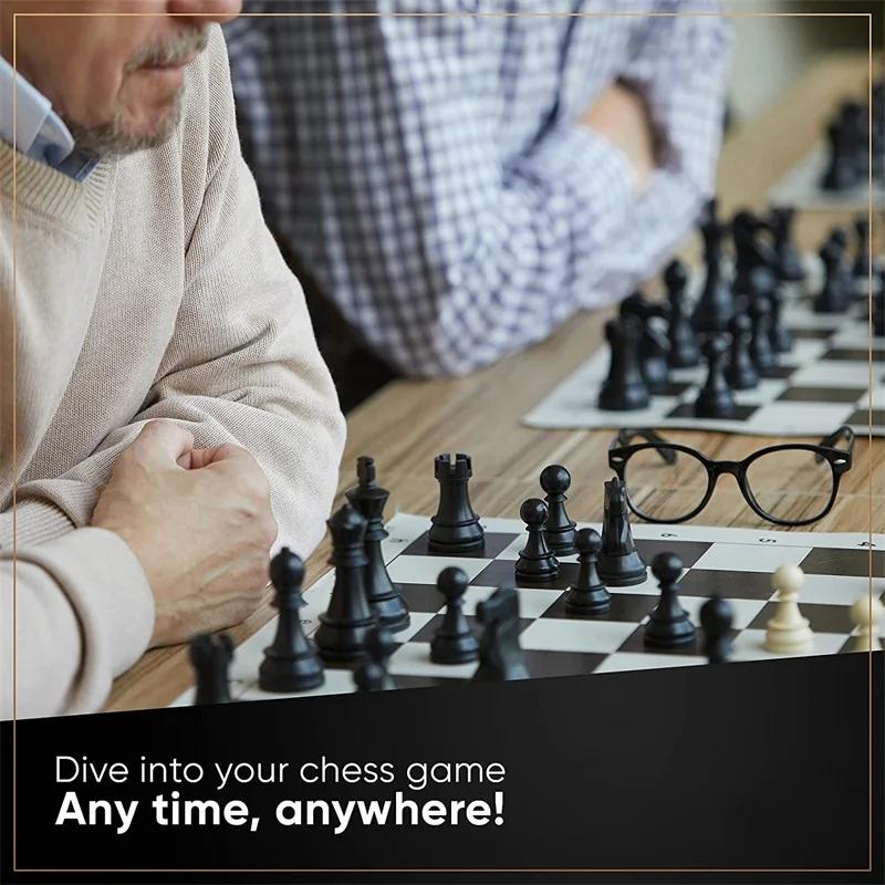 Chessboard PU Leather, 35cm/43cm/51CM Chess Pieces Set Board  Checker Folding Checkers Or Shogi Chess Game Board