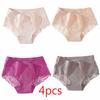 Women Traceless Ice Silk Underwear Luxury Pearled Lace Stitching Triangle Briefs