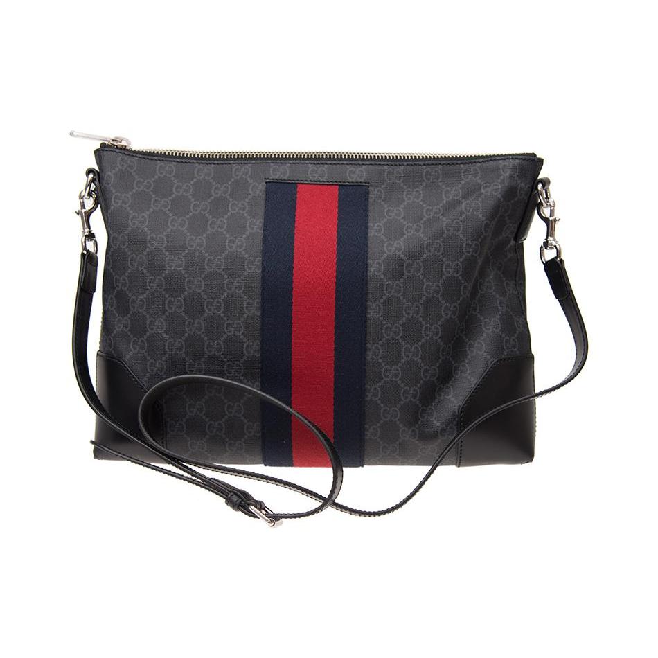 Gucci Canvas With Leather Shoulder Bag, Crossbody Bag Mens Black Gray