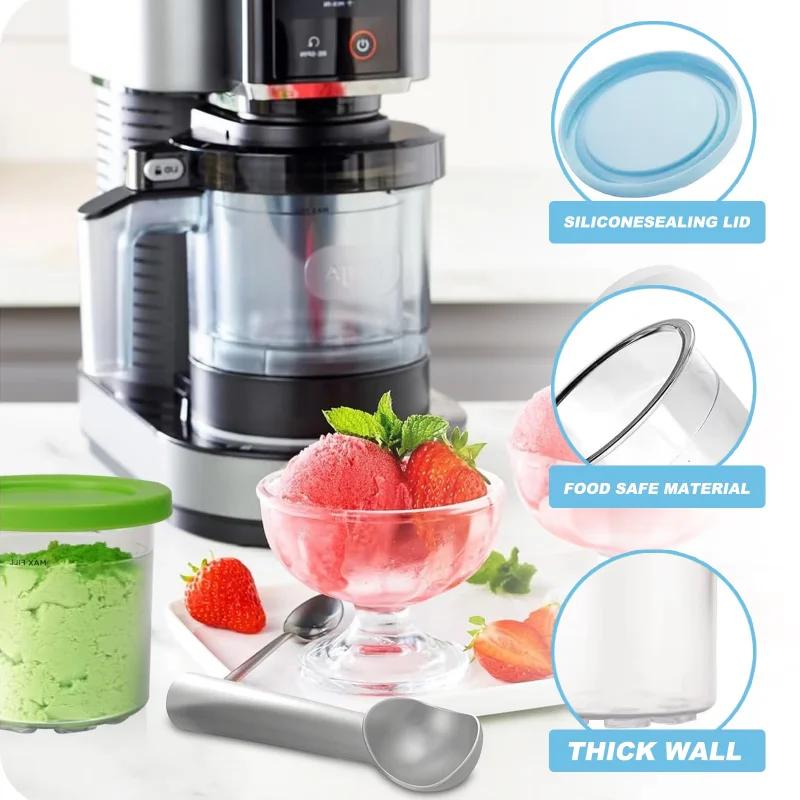 4 ice cream storage containers compatible with NC299AM/NC300 ice cream manufacturing cups for sealing ice cream cans.
